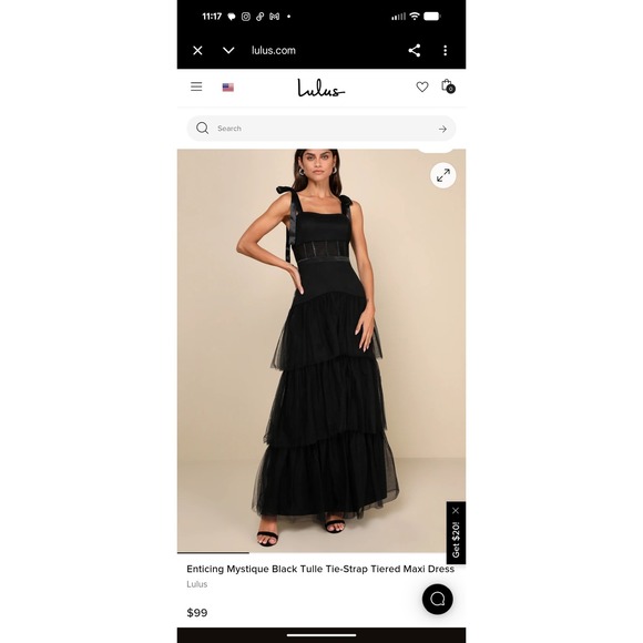 Lulus Dresses & Skirts - NWT Lulus Mystique Black Tulle Tie-Strap Tiered Maxi Dress Corset Gown small